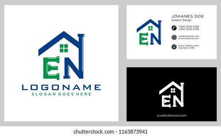 E N initial logo template vector