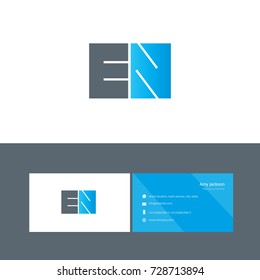 E N joint logo bold letter design with business card template