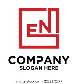 E N lettering with square design vector template