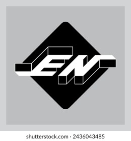 E und N - Monogramm oder Logo. Isometrische 3D-Schriftart für Design. Dreidimensionale Buchstaben. EN - 2-Buchstaben-Code.