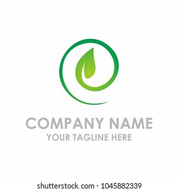 E Nature. abstract green leaf company logo