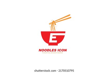 E NOODLE logo design inspiration. Vector letter template design for brand.