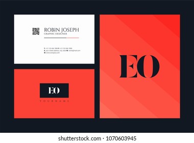 E O, E & O Alphabet joint logo icon with business card vector template.
