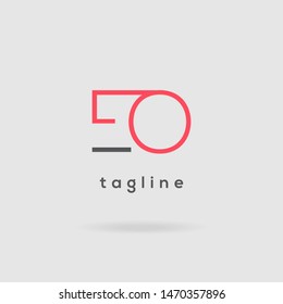 E & O double letter logo design vector template