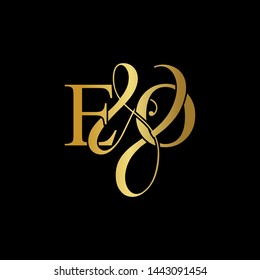 E & O / EO logo initial vector mark. Initial letter E & O EO luxury art vector mark logo, gold color on black background.