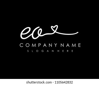 E O Initial handwriting logo vector