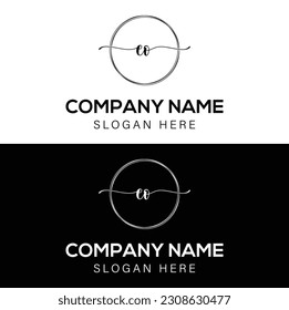 e o Initial handwriting signature logo, initial signature, elegant logo design vector template.Handwritten alphabet in the logo template. Letters and Alphabet for your design. circle template vector.