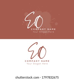 E O Initial letter handwriting and signature logo. Beauty vector initial logo .Fashion, boutique, floral and botanical