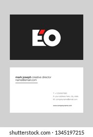 E O letters Joint logo icon with business card vector template.