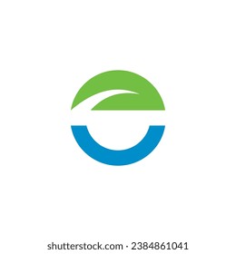 e o road letter leaf alphabet logo icon silhouette abstract