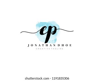 E P EP Initial watercolor logo on white background. Logo template vector