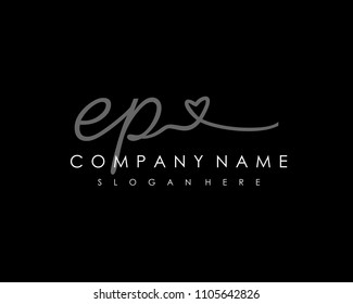 E P Initial handwriting logo vector