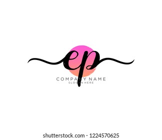 E P Initial handwriting logo vector