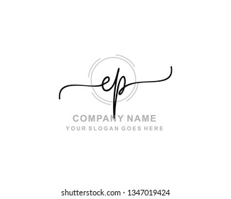 E P Initial Handwriting Logo Template