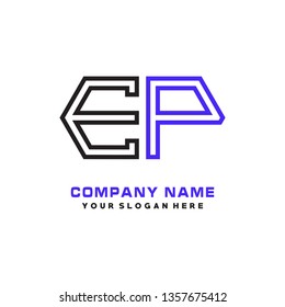 E P initial letter, modern logo design template vector 