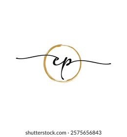 E P Initial Script Letter Beauty Logo Template