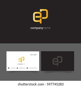 E & P Letter logo, with Business card Template