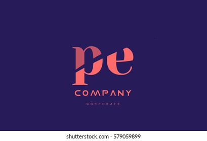 e p pe alphabet small letter blue pink creative design vector company logo icon template 