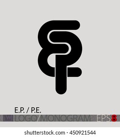 E. P. or P. E. vector monogram/logo for persons and companies.