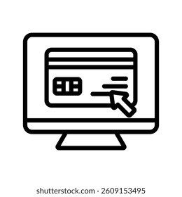 E Payment Line Vector Illustration On White Background.
