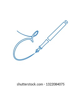 E - Pen icon, vector illustration. line style vector