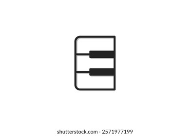 E piano letter logo made in outline style