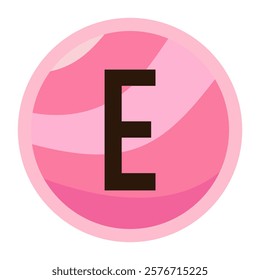 E in Pink Glow: Valentine Love Bubble Letter for Romantic Messages and Elegant Graphics
