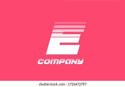 E pink white alphabet letter logo icon for company and business with line design