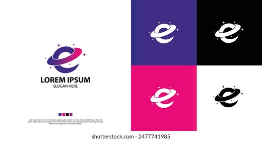 e planet logo design, abstract e logo design