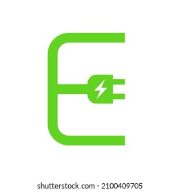 E-Plug-Elektrosymbol, Stromaufladungs-Schild, Ökoenergiekonzept, Vektorgrafik
