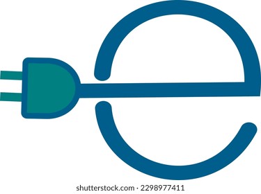 E plug electric icon. Power charging sign. Eco energy concept, Replaceable vector design.Vector illustration
