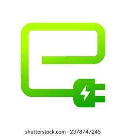 E plug electric icon, Power charging sign, Eco energy concept, Vector illustration