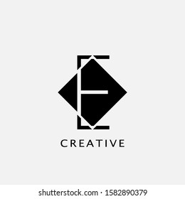 E Polygon Rhombus Geometrical Letter Logo. Monogram color letter logo with polygon geometric vector design concept.