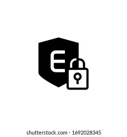 E privacy icon vector in black solid flat design icon isolated on white background