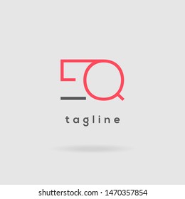 E & Q double letter logo design vector template