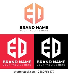 E Q Double Letters Polygon Logo, Two letters E Q logo design, Minimalist creative vector logo design template