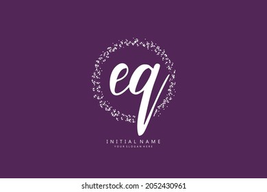 E Q EQ Initial handwriting or handwritten logo for identity. Logo with signature and hand drawn style.