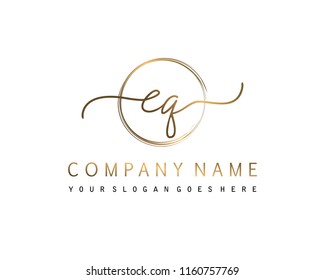 E Q Initial handwriting logo vector