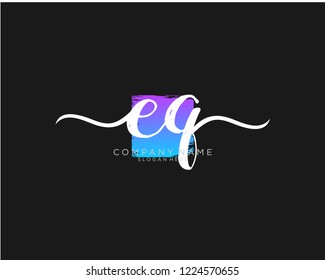 E Q Initial handwriting logo vector