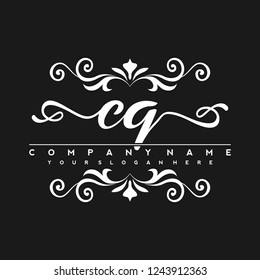 E Q Initial handwriting logo vector