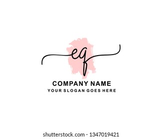 E Q Initial Handwriting Logo Template