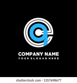 E Q initial letter, modern logo design template vector