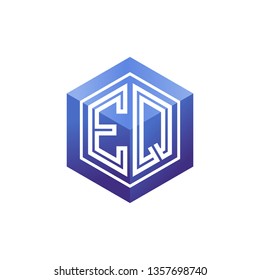 E Q initial letter, modern logo design template vector