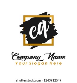 E Q initial square logo template vector