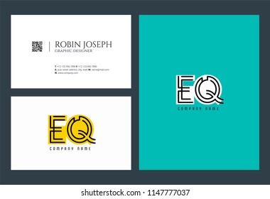 E & Q Joint logo icon with business card vector template.