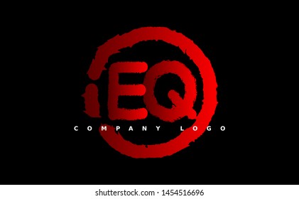 E Q Logo. EQ Letter Design Vector with red color. grunge style