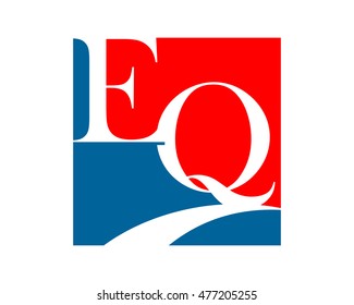 e and q rectangle initial typography typeface logotype alphabet font image vector icon