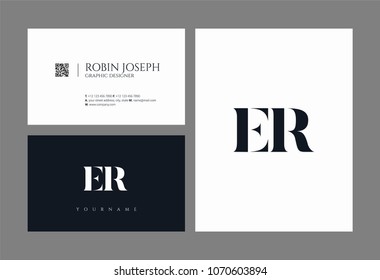 E R, E & R Alphabet joint logo icon with business card vector template.
