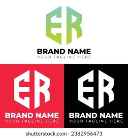 Logotipo de polígono de letras dobles E R, diseño del logotipo de dos letras E R, plantilla de diseño del logotipo del vector creativo minimalista