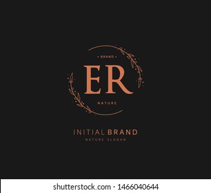 E R ER Beauty vector initial logo, handwriting logo of initial signature, wedding, fashion, jewerly, boutique, floral and botanical with creative template for any company or business.